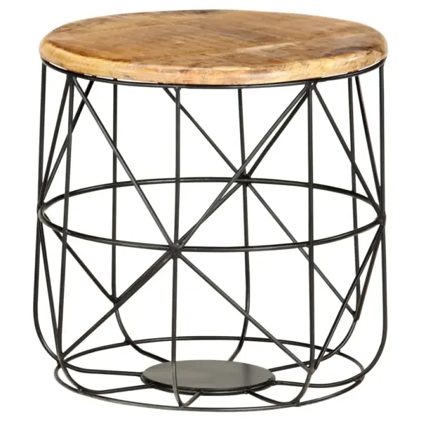 Kohvilauad 2 tk mangopuidust plaadi ja musta metallraamiga – 4