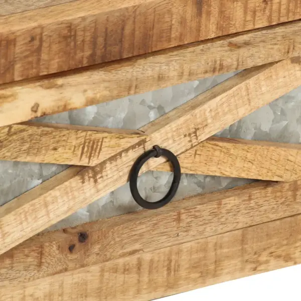 Mangopuidust kohvilaud 3 sahtliga, naturaalne/must, 110 x 50 x 38 cm – 7