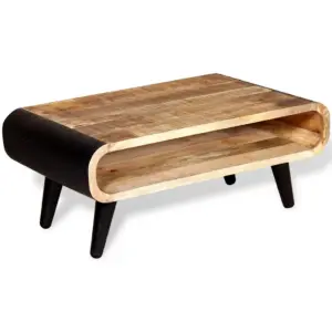 Tööstuslikus stiilis mangopuidust kohvilaud avatud riiuliga, pruun ja must, 90 x 55 x 39 cm