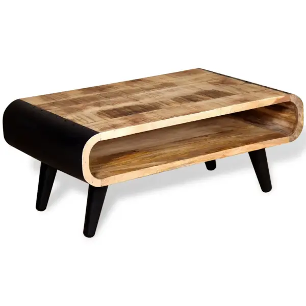 Tööstuslikus stiilis mangopuidust kohvilaud avatud riiuliga, pruun ja must, 90 x 55 x 39 cm – 2