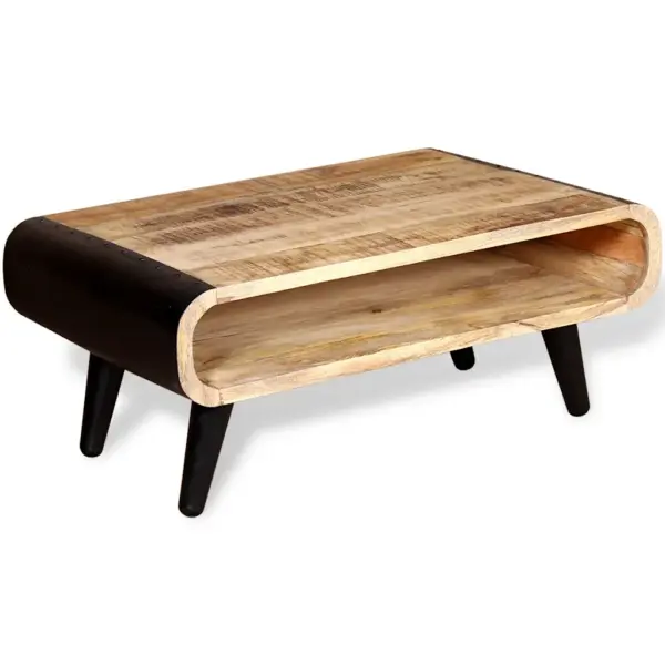 Tööstuslikus stiilis mangopuidust kohvilaud avatud riiuliga, pruun ja must, 90 x 55 x 39 cm – 3