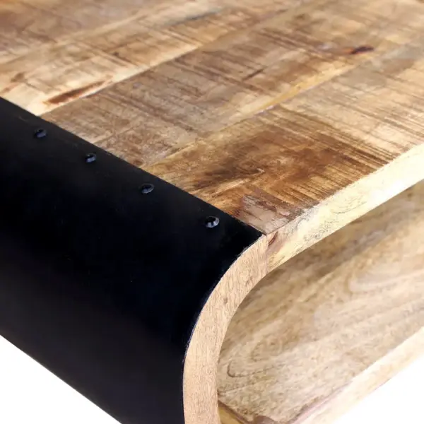 Tööstuslikus stiilis mangopuidust kohvilaud avatud riiuliga, pruun ja must, 90 x 55 x 39 cm – 7