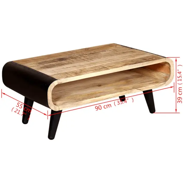 Tööstuslikus stiilis mangopuidust kohvilaud avatud riiuliga, pruun ja must, 90 x 55 x 39 cm – 8