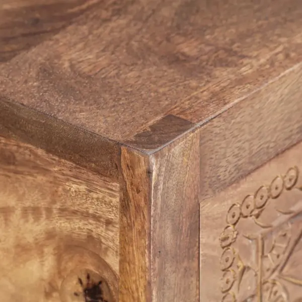 Mangopuidust konsoollaud kuldse terasraamiga, 2 sahtliga, 90 x 30 x 75 cm – 5