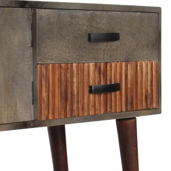 Mangopuidust konsoollaud, hall ja pruun, 2 ukse ja 2 sahtliga, 120 x 35 x 75 cm – 8