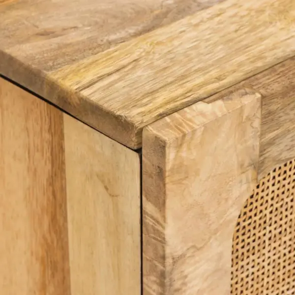 Kummut 2 uksega hoiuruumiga, pruun mangopuit, 80 x 33 x 75 cm – 6