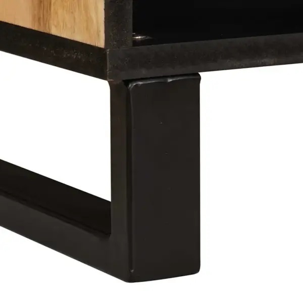 Kummut 2 uksega hoiuruumiga, pruun mangopuit, 80 x 33 x 75 cm – 8