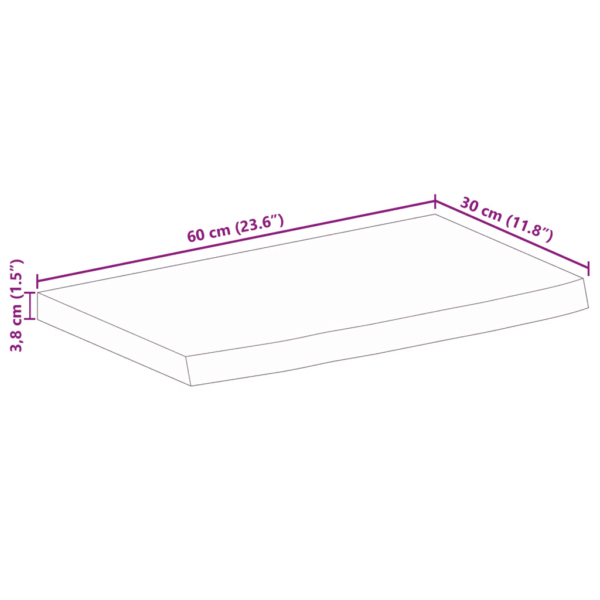 Mangopuidust lauaplaat ühe naturaalse servaga, 60 x 30 x 3,8 cm - 9