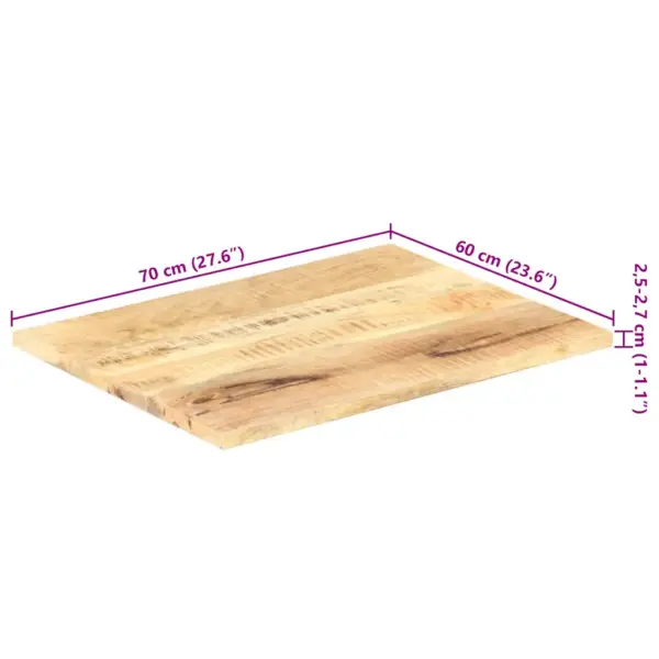 Lauaplaat tugevast mangopuidust, 70 x 60 cm, paksus 25–27 mm – 10