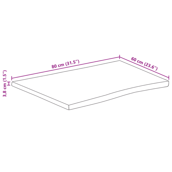 Mangopuidust lauaplaat naturaalsete servadega, 80 x 60 x 3,8 cm - 9