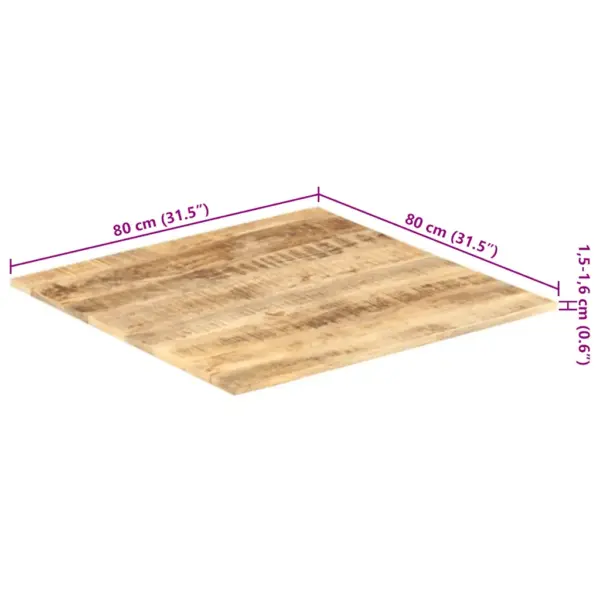 Mangopuidust lauaplaat, 80 x 80 cm, pruun, 15–16 mm – 10