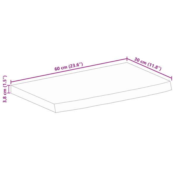 Lauaplaat naturaalse servaga mangopuidust, pruun, 60 x 30 x 3,8 cm - 9