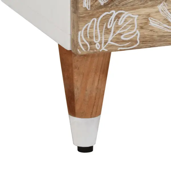 Mangopuidust öökapid 2 tk, pruun-valge, ühe sahtliga, 40 x 33 x 46 cm - 9
