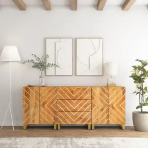 Mangopuidust puhvetkapid 3 tk, pruun ja must, 60 x 33,5 x 75 cm