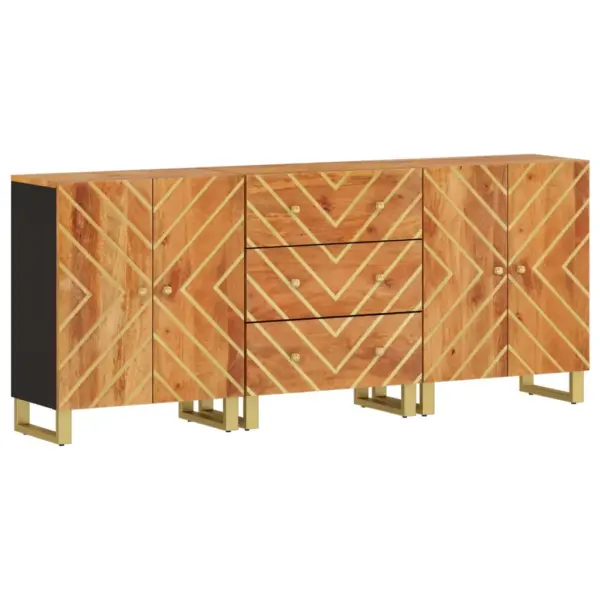 Mangopuidust puhvetkapid 3 tk, pruun ja must, 60 x 33,5 x 75 cm - 2