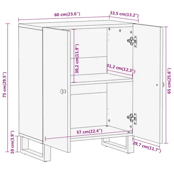 Mangopuidust puhvetkapid 3 tk, pruun ja must, 60 x 33,5 x 75 cm - 13
