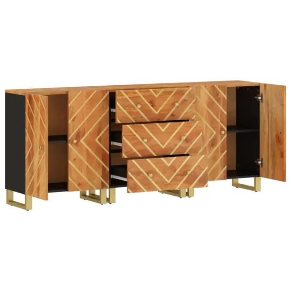 Mangopuidust puhvetkapid 3 tk, pruun ja must, 60 x 33,5 x 75 cm - 3