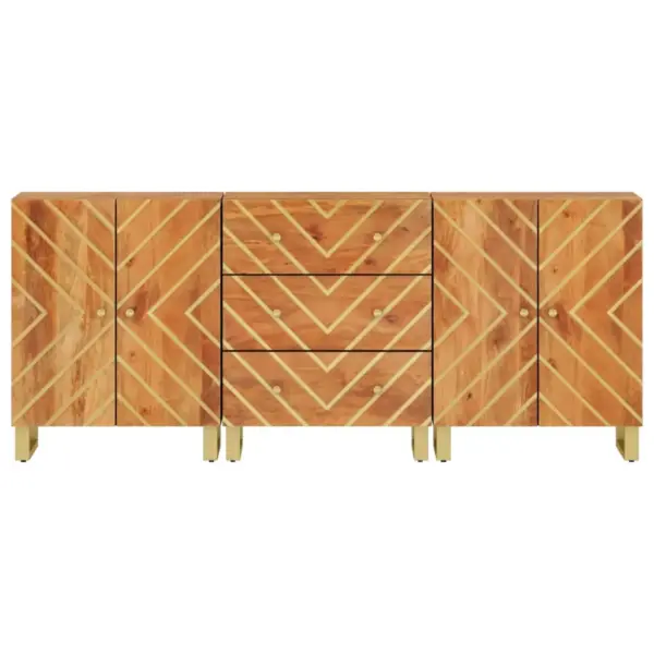 Mangopuidust puhvetkapid 3 tk, pruun ja must, 60 x 33,5 x 75 cm - 4