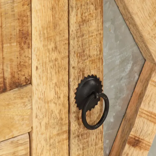 Mangopuidust puhvetkapp ühe ukse ja kahe sahtliga, mustadel metalljalgadel, 60 x 30 x 76 cm – 7