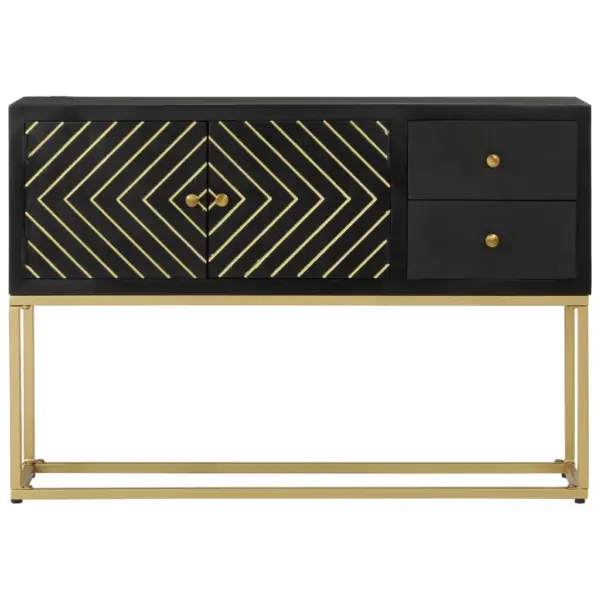 Must-kuldne mangopuidust puhvetkapp metallraamil, 110 x 30 x 75 cm - 4