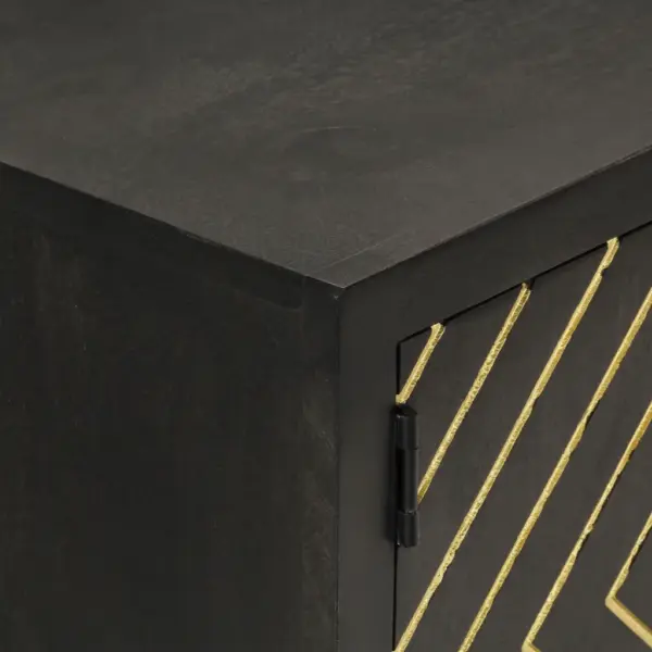 Must-kuldne mangopuidust puhvetkapp metallraamil, 110 x 30 x 75 cm - 5