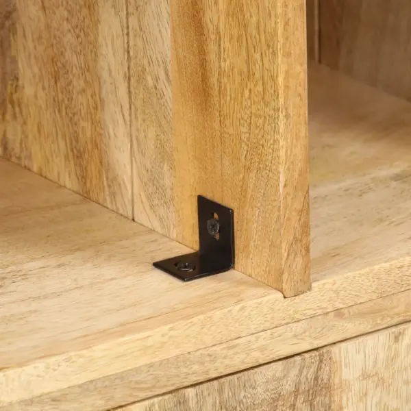 Maalähedane mangopuidust raamaturiiul 2 ukse ja 6 sektsiooniga, 60 x 35 x 180 cm – 5