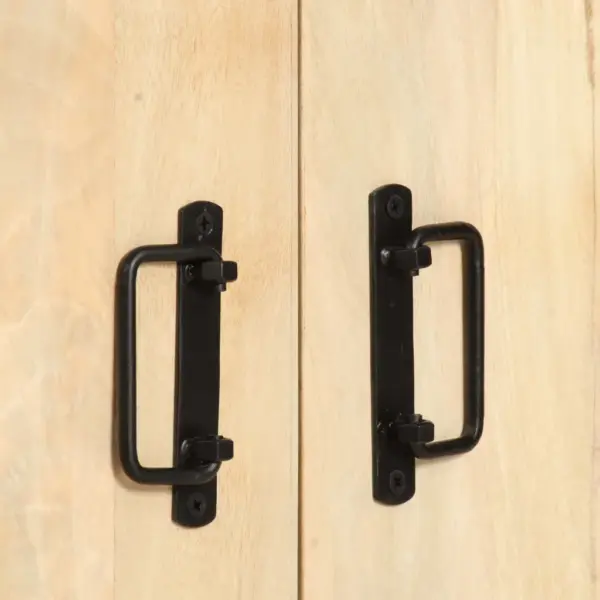 Industriaalstiilis mangopuidust ja metallraamiga raamaturiiul, 6 riiuli ja 4 uksega, 124 x 30 x 180 cm – 5