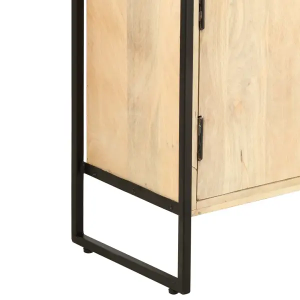Industriaalstiilis mangopuidust ja metallraamiga raamaturiiul, 6 riiuli ja 4 uksega, 124 x 30 x 180 cm – 8