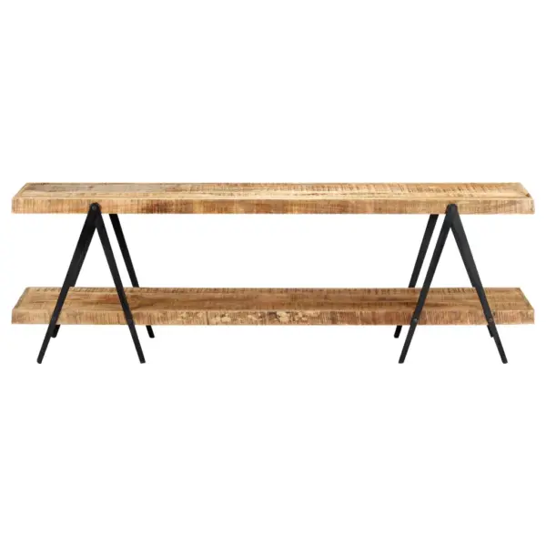 Telerikapp 2 riiuliga, mangopuit ja metallraam, 160 x 40 x 50 cm – 2