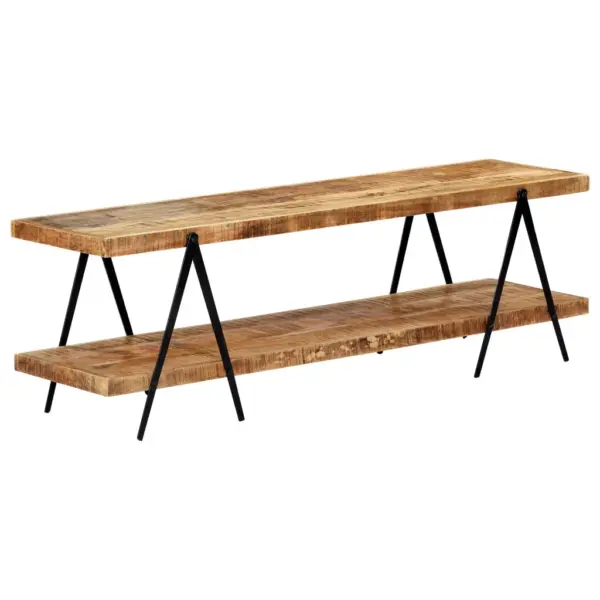 Telerikapp 2 riiuliga, mangopuit ja metallraam, 160 x 40 x 50 cm – 6
