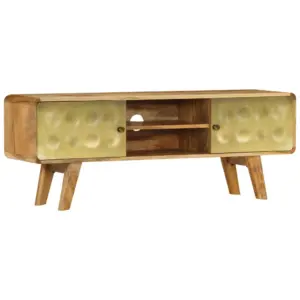 Retrostiilis mangopuidust telerikapp kuldse mustriga ustega, 120 x 30 x 45 cm