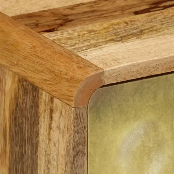 Retrostiilis mangopuidust telerikapp kuldse mustriga ustega, 120 x 30 x 45 cm – 6