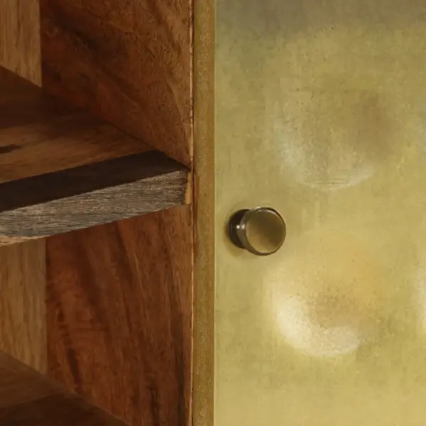 Retrostiilis mangopuidust telerikapp kuldse mustriga ustega, 120 x 30 x 45 cm – 7