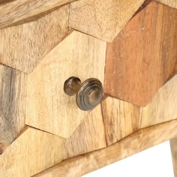 Telerikapp kahe avatud riiuli ja kahe sahtliga, mangopuit, 90 x 30 x 50 cm – 6