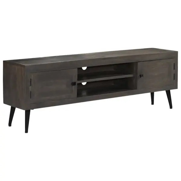 Industriaalstiilis TV-alus mangopuidust ja metalljalgadel, hall, 140 x 30 x 45 cm - 13