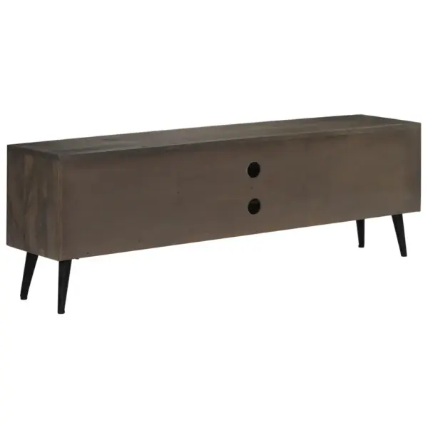 Industriaalstiilis TV-alus mangopuidust ja metalljalgadel, hall, 140 x 30 x 45 cm - 4