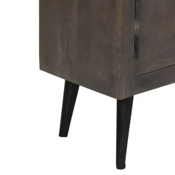 Industriaalstiilis TV-alus mangopuidust ja metalljalgadel, hall, 140 x 30 x 45 cm - 9