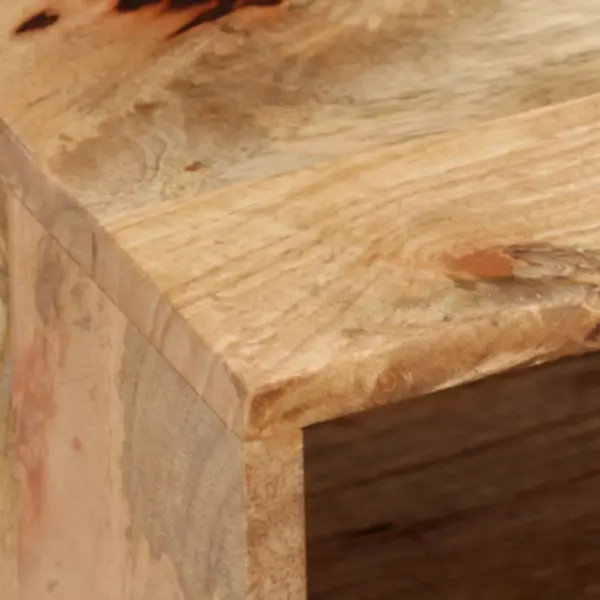 Mangopuidust TV-kapp terasjalgadel, 2 riiuli ja 2 sahtliga, 120 x 30 x 40 cm – 8