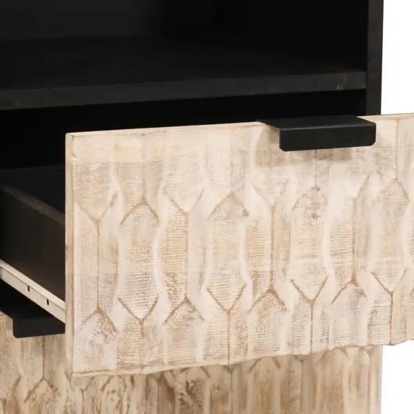 Kõrge vannitoakapp mangopuust riiulitega, must/valge, 38 x 33 x 160 cm – 5