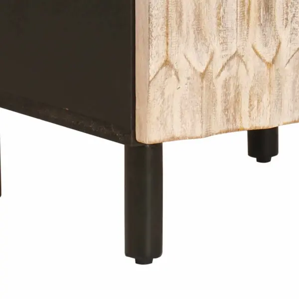 Kõrge vannitoakapp mangopuust riiulitega, must/valge, 38 x 33 x 160 cm – 6