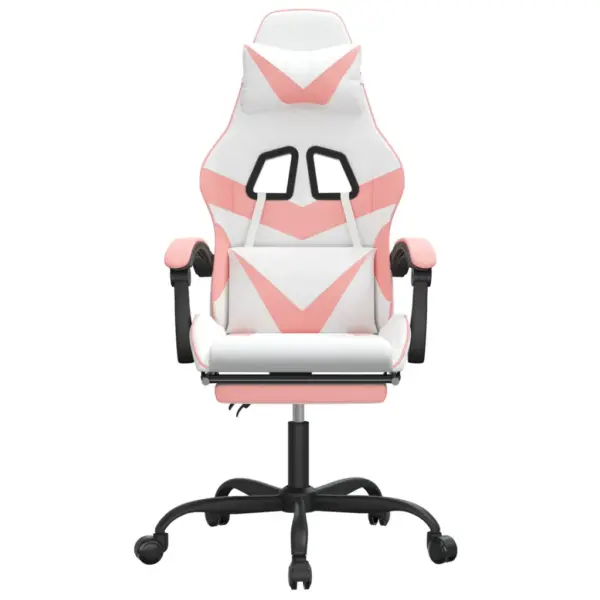Mänguritool jalatoega, reguleeritava seljatoe ja kõrgusega, valge-roosa kunstnahk – 3
