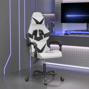 Mänguritool reguleeritava seljatoe ja kõrgusega, must-valge kunstnahk