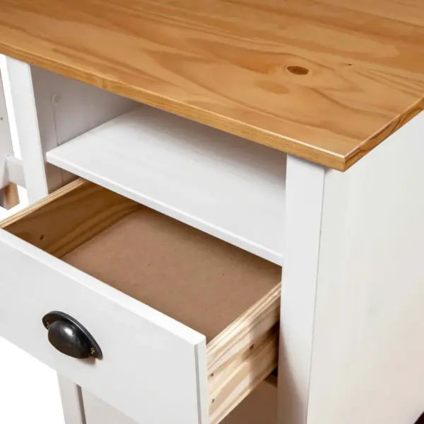 Männipuidust kirjutuslaud Hill 3 sahtli ja riiuliga, valge/naturaalne, 120 x 50 x 74 cm – 6