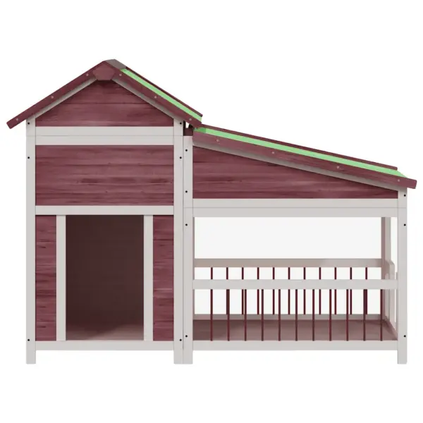 Männipuidust koerakuut aedikuga, helepruun/valge/roheline, 143 x 60,5 x 109 cm – 3