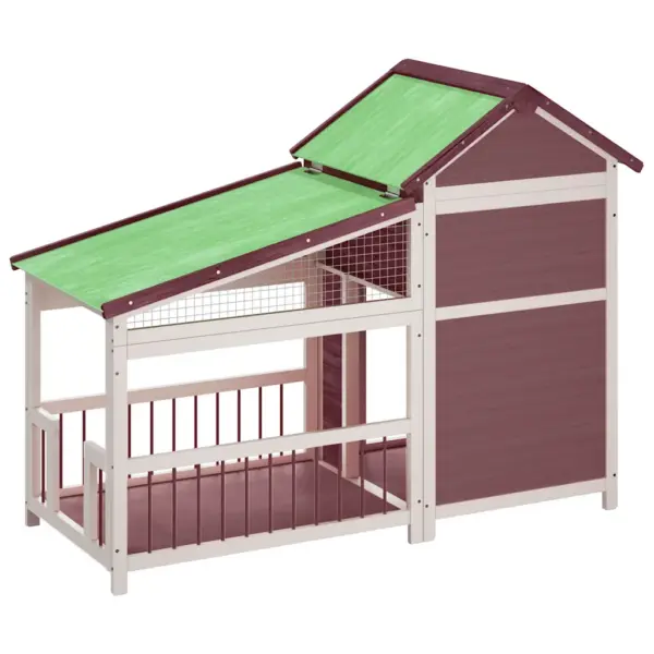 Männipuidust koerakuut aedikuga, helepruun/valge/roheline, 143 x 60,5 x 109 cm – 5