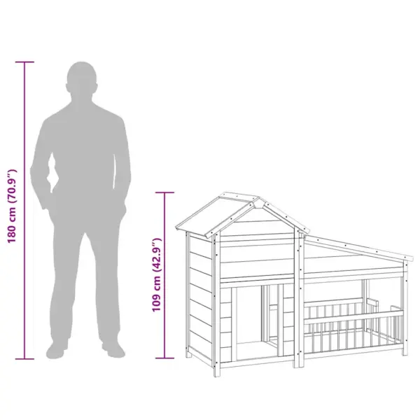Männipuidust koerakuut aedikuga, helepruun/valge/roheline, 143 x 60,5 x 109 cm – 8