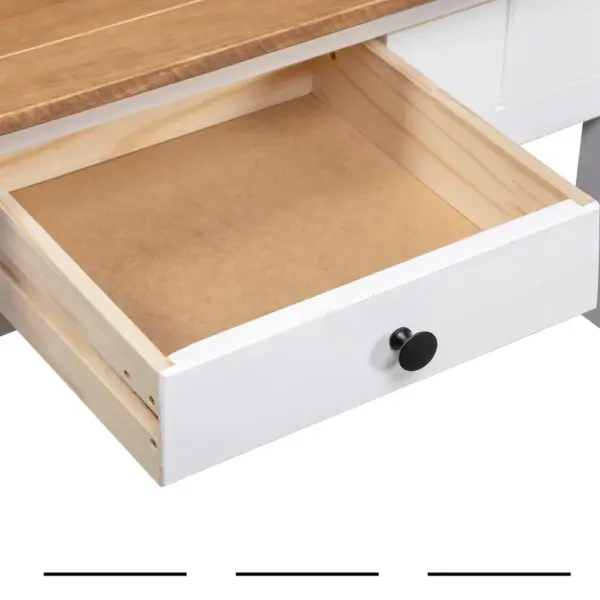 Männipuidust kohvilaud sahtliga, Panama sari, valge/naturaalne, 100 x 60 x 43,5 cm – 7