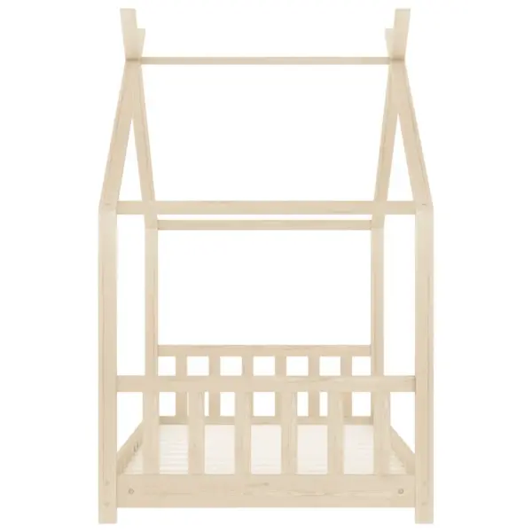 Pruun männipuidust lastevoodi raam majakujulise ülaosaga, 70 x 140 cm – 5