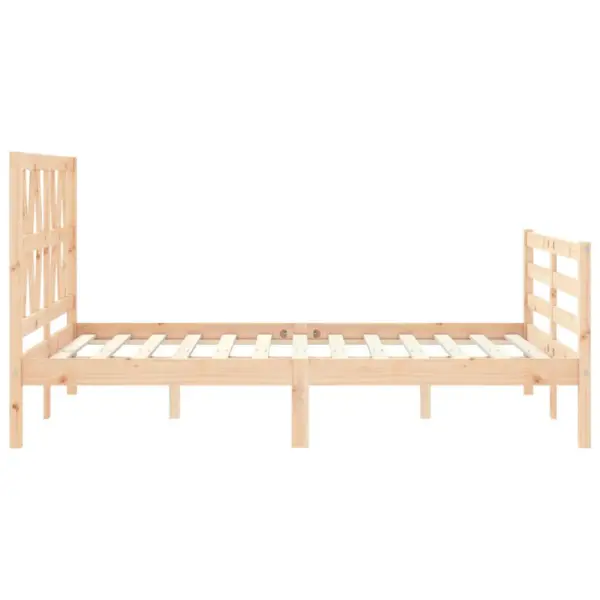 Männipuidust voodiraam peatsi ja jalutsiga, töötlemata, sobib madratsile 135 x 190 cm, pruun, 195,5 x 140,5 x 100 cm - 6