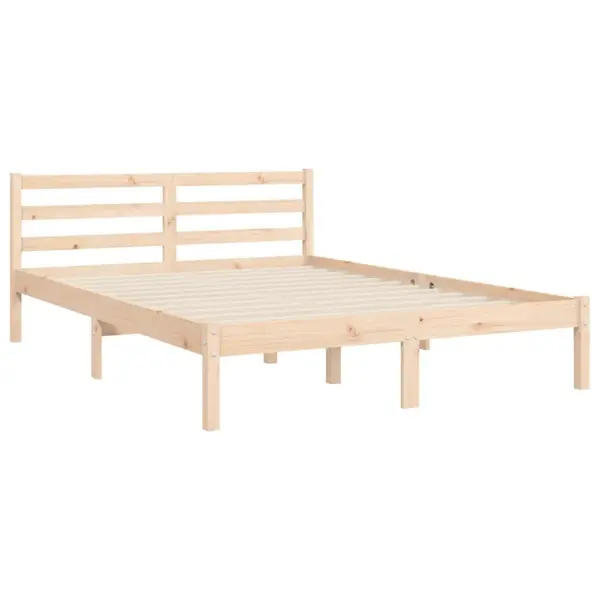 Männipuidust voodiraam peatsi ja jalutsiga, töötlemata, sobib madratsile 135 x 190 cm, pruun, 195,5 x 140,5 x 100 cm - 8